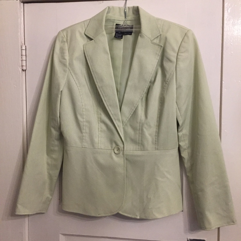 Green pinstripe blazer